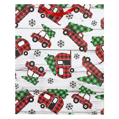 CHRISTMAS GIFT BAG - MATT CAR/CAMPER DESIGN, X-LARGE 30.5X12.7X38.1cm, GIFT BAG