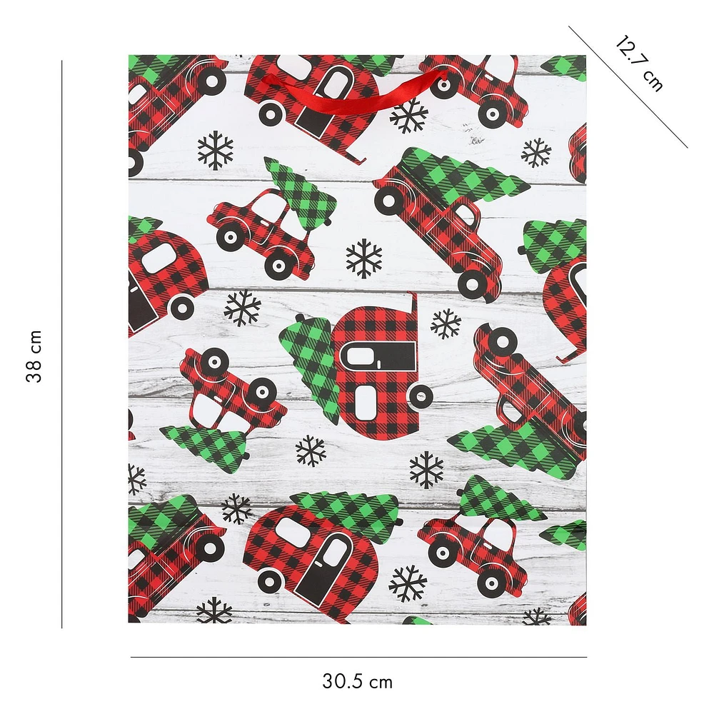 CHRISTMAS GIFT BAG - MATT CAR/CAMPER DESIGN, X-LARGE 30.5X12.7X38.1cm, GIFT BAG