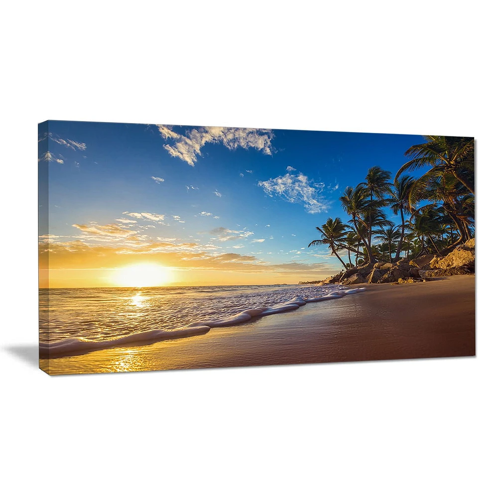 Design Art Paradise Tropical Island Beach Sunrise Modern Seashore Canvas Wall Art Print