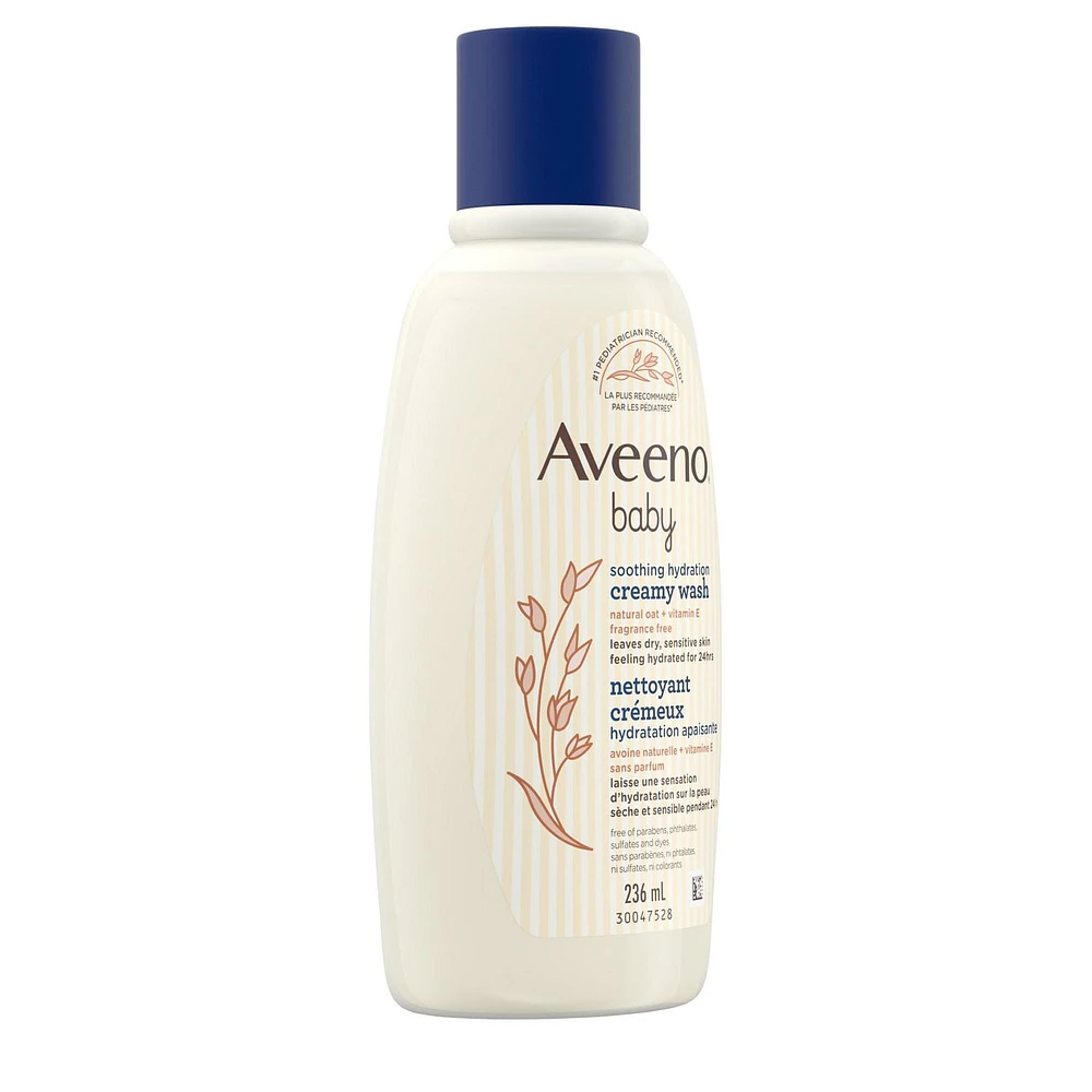 Aveeno Baby Soothing Hydration Creamy Wash for  Dry Sensitive Skin - Natural oat + vitamin E - Fragrance-Free, 236 mL, 236 mL