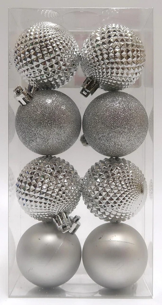 8CTS 50MM SHATTERPROOF ORNAMENTS-SILVER