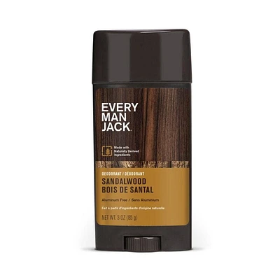 Every Man Jack Deodorant - Sandalwood | Aluminum Free, Naturally Derived, Vegan, Cruelty-Free Deodorant for Men | 85G, Every Man Jack Deodorant