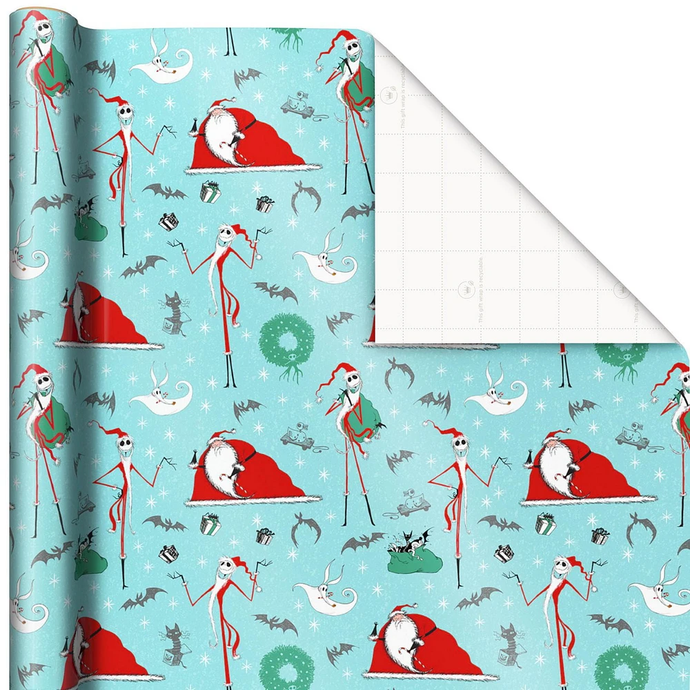 Hallmark Nightmare Before Christmas Wrapping Paper Bundle with Cut Lines on Reverse (3 Rolls: 60 sq. ft.), Hallmark Wrapping Paper 3-Pack