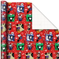 Hallmark Nightmare Before Christmas Wrapping Paper Bundle with Cut Lines on Reverse (3 Rolls: 60 sq. ft.), Hallmark Wrapping Paper 3-Pack