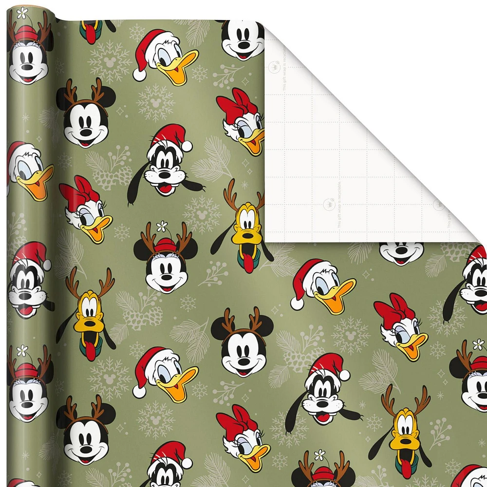 Hallmark Disney Mickey Mouse Christmas Wrapping Paper Bundle with Cut Lines on Reverse (3 Rolls: 60 sq. ft.)