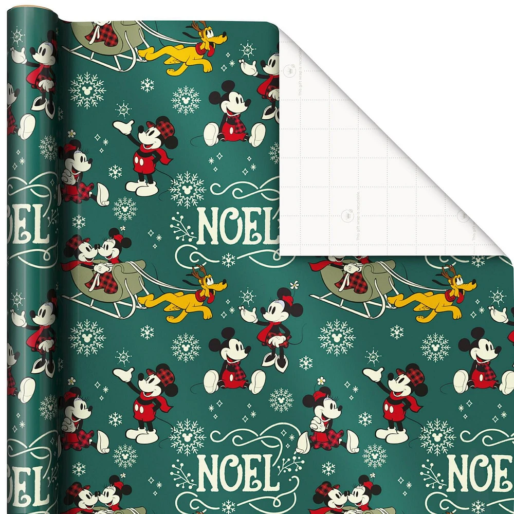 Hallmark Disney Mickey Mouse Christmas Wrapping Paper Bundle with Cut Lines on Reverse (3 Rolls: 60 sq. ft.)