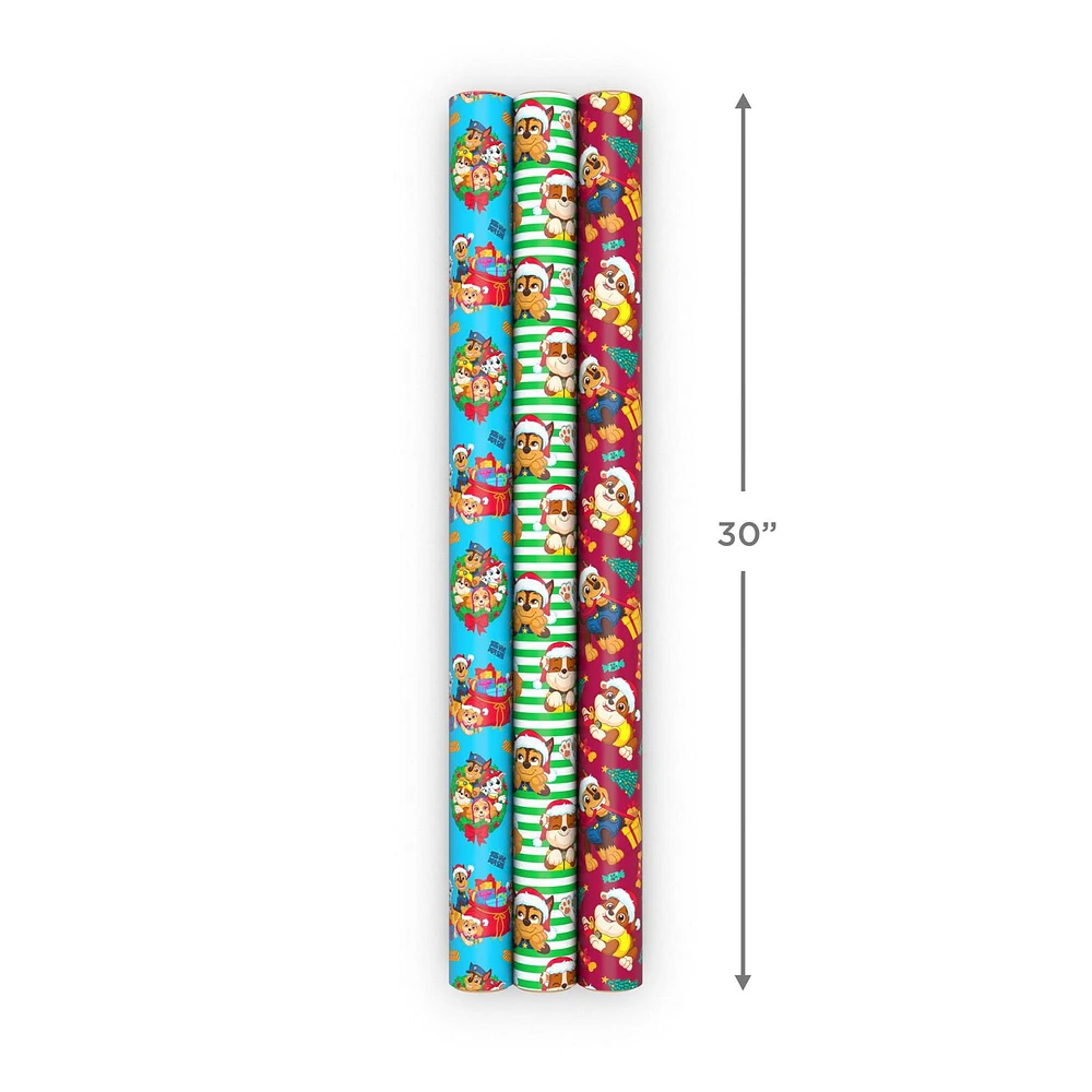 Hallmark Paw Patrol Christmas Wrapping Paper with Cutlines on Reverse (3 Rolls: 60 sq. ft.)