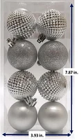 8CTS 50MM SHATTERPROOF ORNAMENTS-SILVER