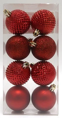 8CTS 50MM SHATTERPROOF ORNAMENTS-RED