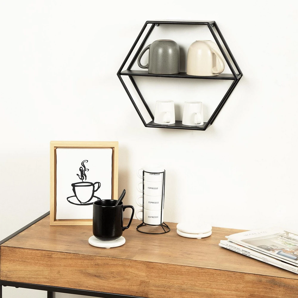 hometrends Fumar Hexagon Metal Wall Shelf