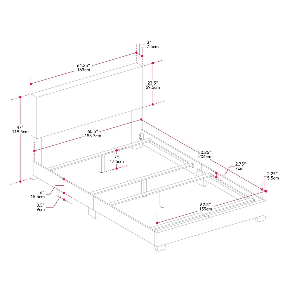 Celeste Modern Upholstered Queen Bed Frame with Headboard