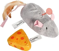 Pet Zone Jumbo Mouse & Cheese Mouse Sound Cat Toy for Cats and Kittens, 2 Pk, Plush Cat Toy