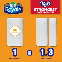 Royale Tiger Towel Paper Towel, 6 Equal 8 Handy Half Sheet Rolls, 2-Ply, 66 Half Sheets