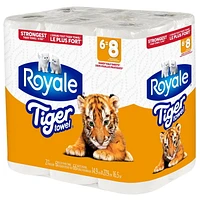 Royale Tiger Towel Paper Towel, 6 Equal 8 Handy Half Sheet Rolls, 2-Ply, 66 Half Sheets