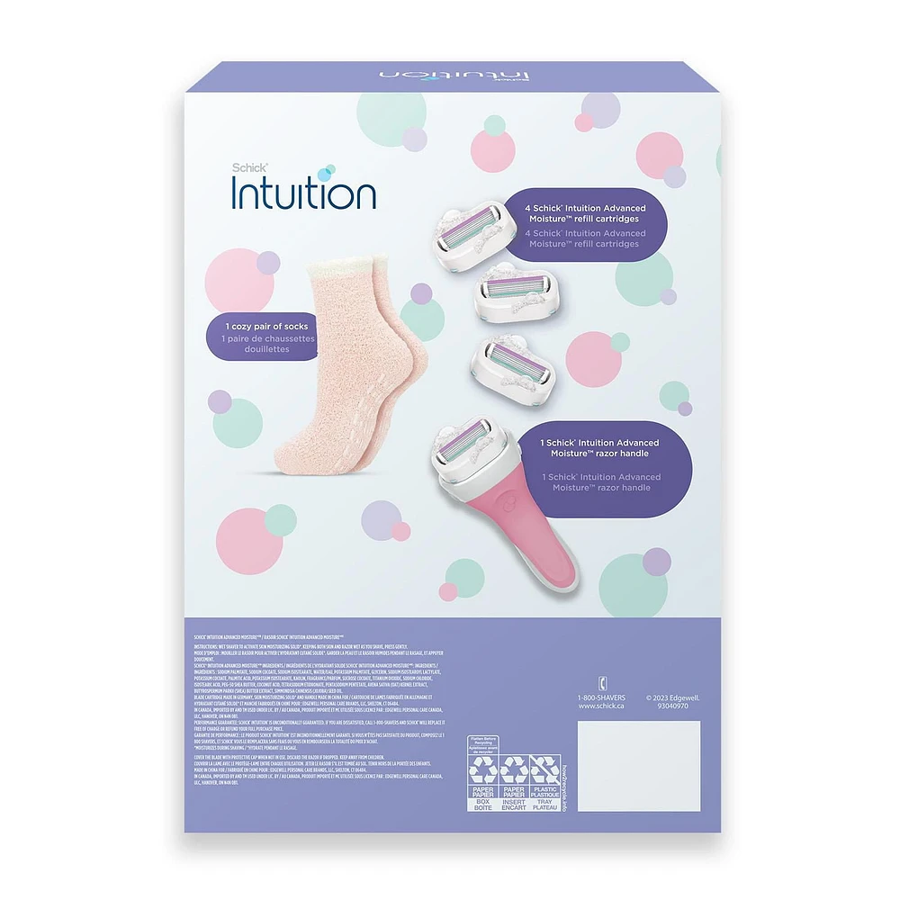 Intuition Holiday Gift Box, 1 Razor / 4 Refill / 1 Socks