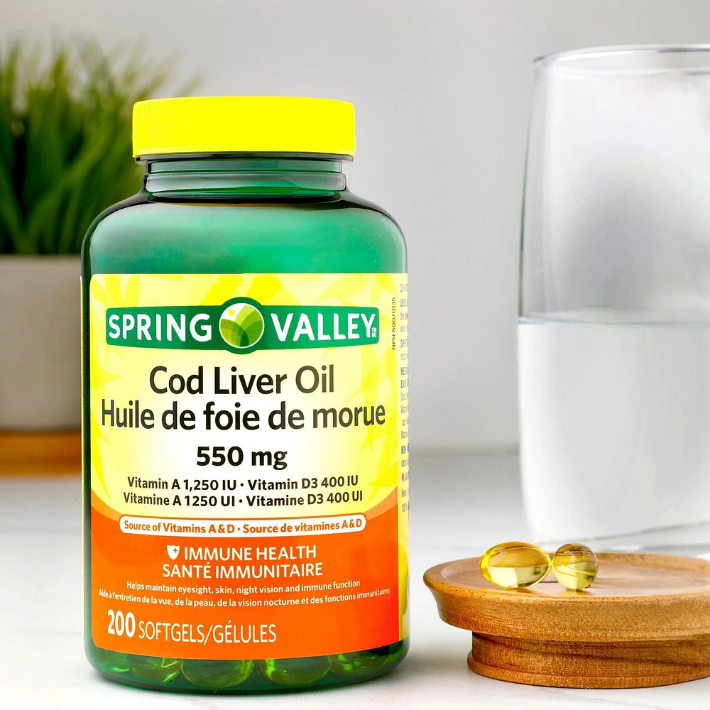 Spring Valley Cod Liver Oil 550 mg, 200 Softgels