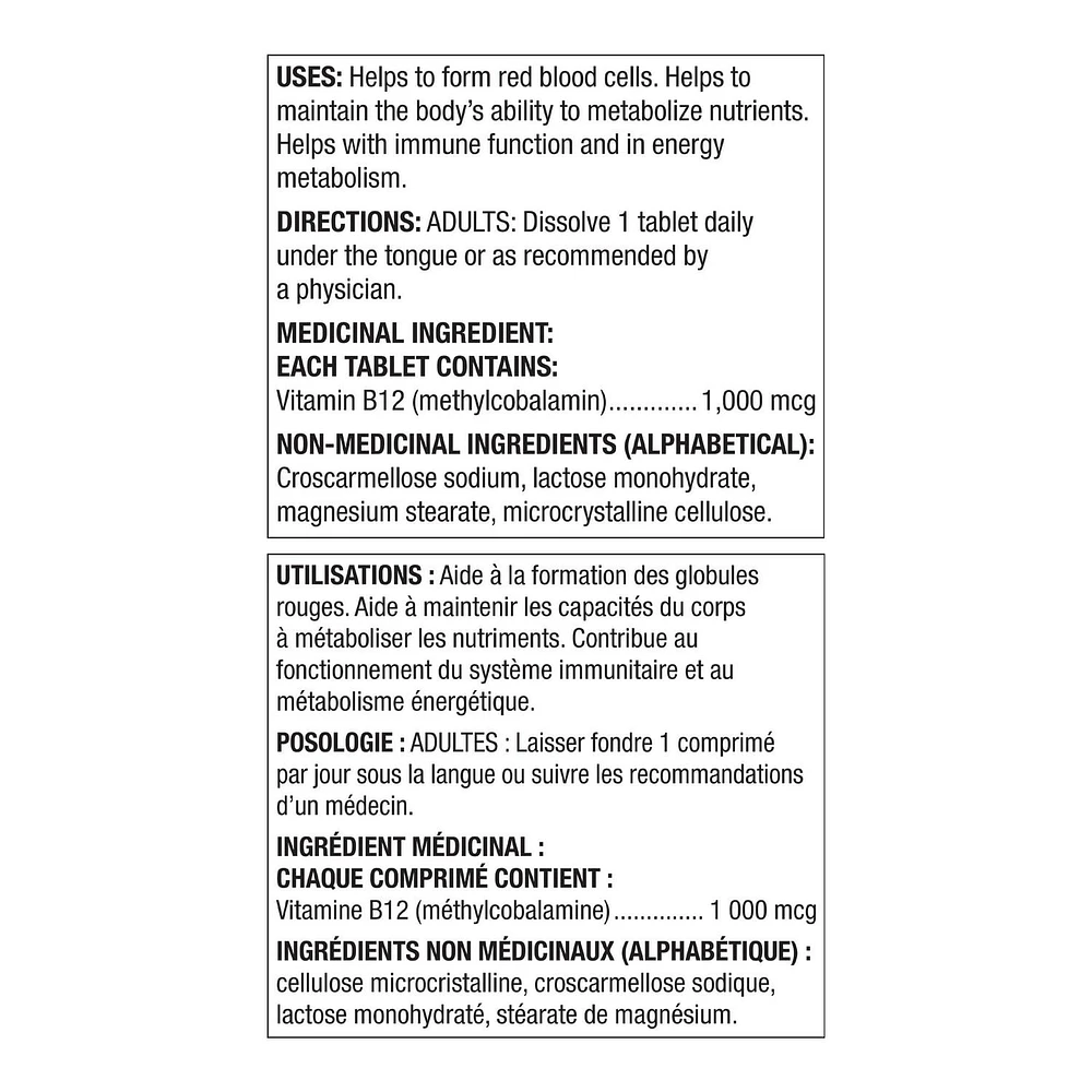 Spring Valley Vitamine B12 1000mcg 100 Comprimes Sublinguaux