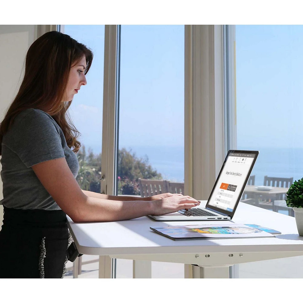 Standard Home Office Height-Adjustable Standing Desk - Dual Motor - White Frame - White Classic Top