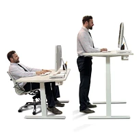 Standard Home Office Height-Adjustable Standing Desk - Dual Motor - White Frame - White Classic Top