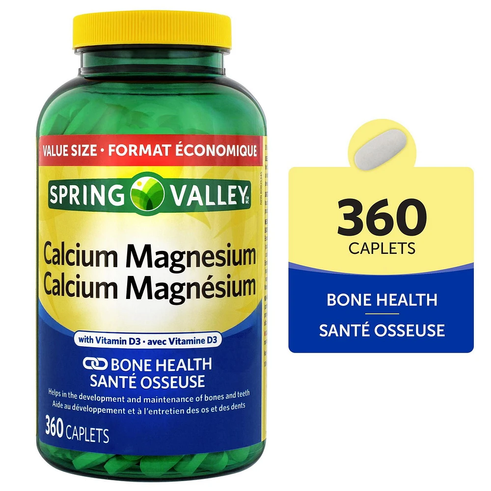 Spring Valley Calcium Magnesium with Vitamin D3, 360 Caplets