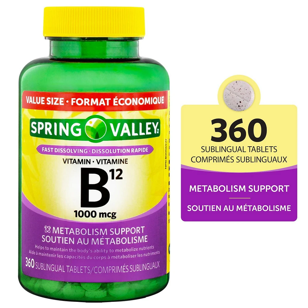 Spring Valley Vitamin B12 1,000 mcg, 360 Sublingual Tablets