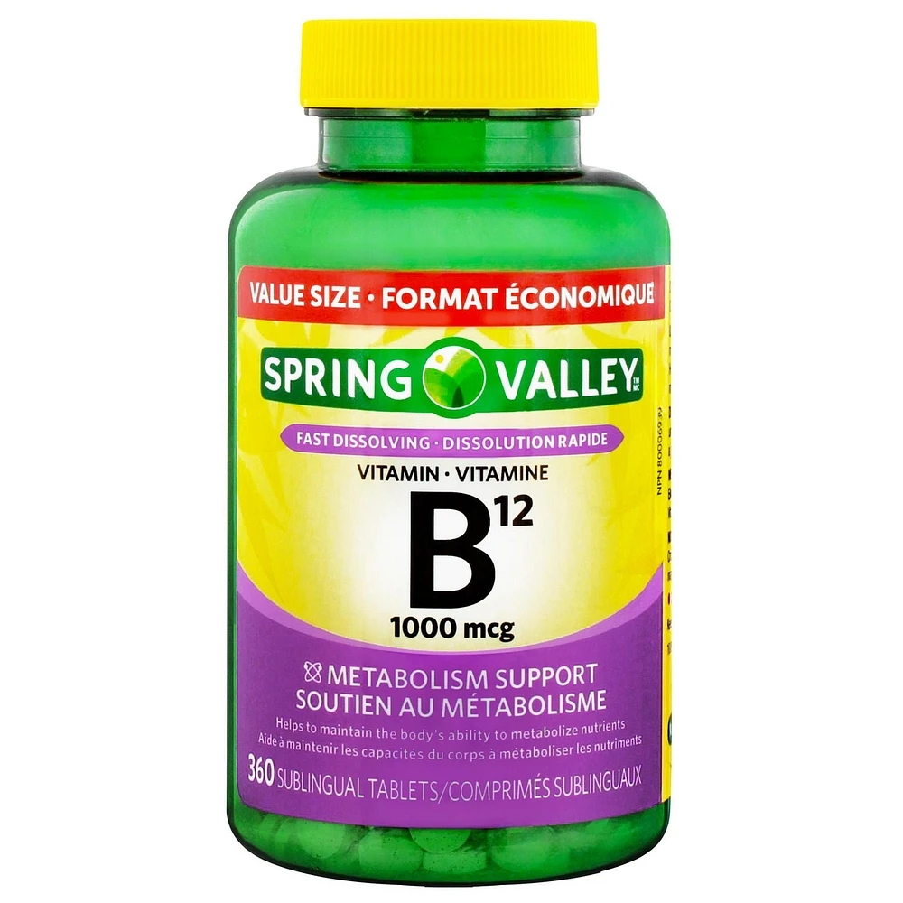 Spring Valley Vitamin B12 1,000 mcg, 360 Sublingual Tablets