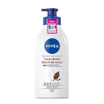 NIVEA Cocoa Butter Body Lotion | 48H Cocoa Butter and Vitamin E Body Lotion, 625 mL, for dry skin