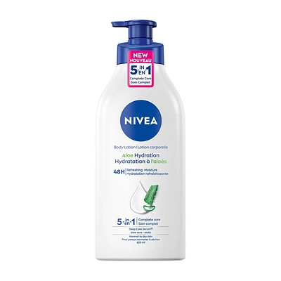 NIVEA Aloe Hydration Body Lotion | 48H Refreshing Moisture | For All Skin Types Normal to Dry Skin | Non-greasy, Lightweight | with Aloe Vera | Daily Moisturizer, 625 mL Pump Bottle