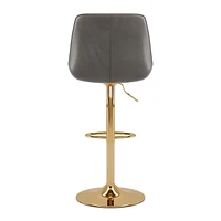 Arwen Faux Leather Adjustable Height Gold Base Barstools - Set of 2