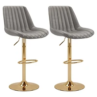 Arwen Faux Leather Adjustable Height Gold Base Barstools - Set of 2