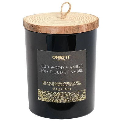 Orient 16OZ OUD WOOD & AMBER Soy Wax Blended Scented Candle,2 cotton wick, · 16oz<br>· 454g<br>· 1 pack