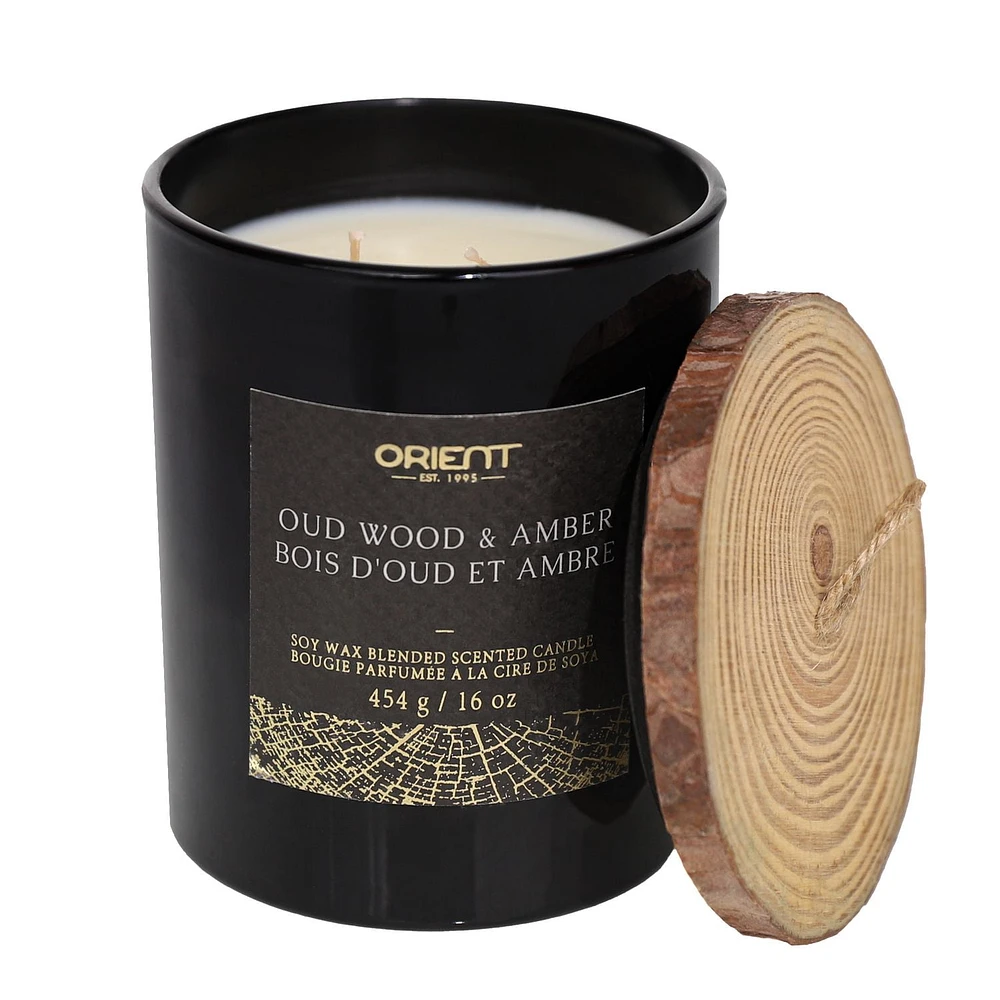 Orient 16OZ OUD WOOD & AMBER Soy Wax Blended Scented Candle,2 cotton wick, · 16oz<br>· 454g<br>· 1 pack