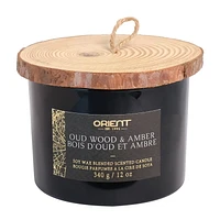 Orient 12OZ OUD WOOD & AMBER Soy Wax Blended Scented Candle,3 cotton wick, · 12oz<br>· 340g<br>· 1 pack