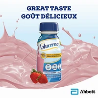Boisson nutritive Glucerna, Substitut de repas, Alimentation complète et équilibrée pour les personnes diabétiques, Fraise, 6 x 237 mL Alimentation complète et équilibrée