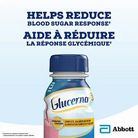 Boisson nutritive Glucerna, Substitut de repas, Alimentation complète et équilibrée pour les personnes diabétiques, Fraise, 6 x 237 mL Alimentation complète et équilibrée