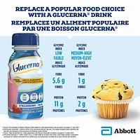 Boisson nutritive Glucerna, Substitut de repas, Alimentation complète et équilibrée pour les personnes diabétiques, Fraise, 6 x 237 mL Alimentation complète et équilibrée