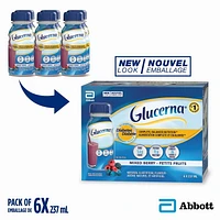 Glucerna Nutritional Drink, Meal Replacement Shakes, Complete, Balanced Nutrition For People With Diabetes, Mixed Berry, 6 x 237-mL Bottles, 6x237mL