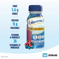 Glucerna Nutritional Drink, Meal Replacement Shakes, Complete, Balanced Nutrition For People With Diabetes, Mixed Berry, 6 x 237-mL Bottles, 6x237mL