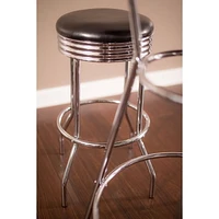 Hathaway Remington 3 Piece Pub Table Set - Chrome And Black