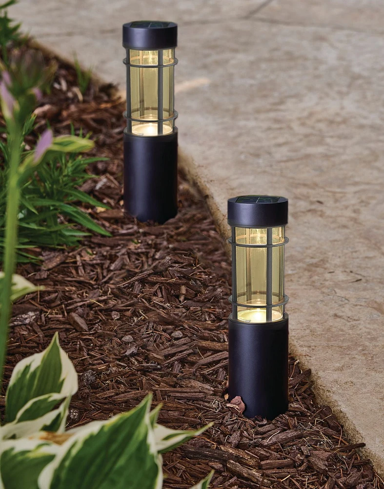 Mainstays 10 Lumens Solar Bollard Pathway Light, 2-Pack, 2PK 10L Solar Bollard