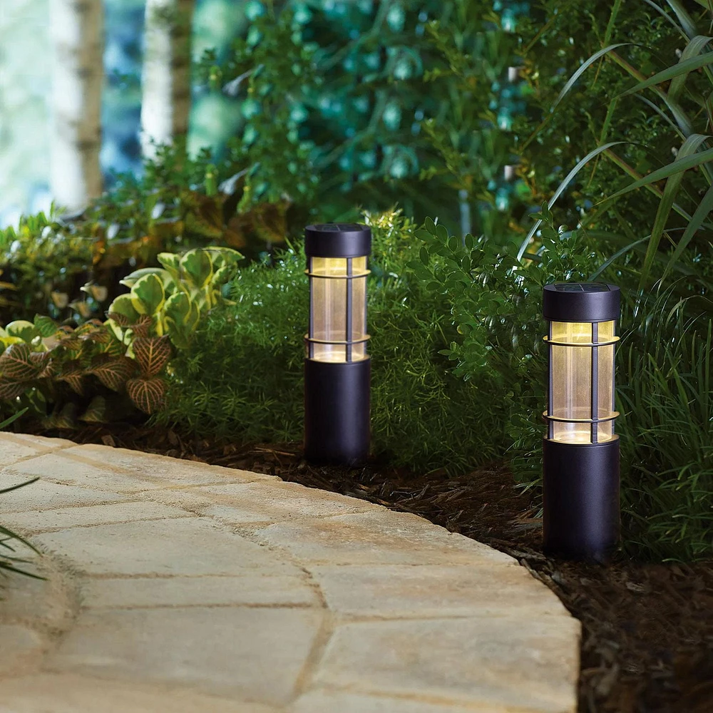 Mainstays 10 Lumens Solar Bollard Pathway Light, 2-Pack, 2PK 10L Solar Bollard