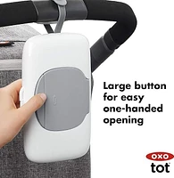 OXO Tot - On-the-Go Wipes Dispenser - Travel Wipes Case Reusable Refillable Wet Wipe - Bag Travel Wipes Dispenser for Baby Toddler for Diapering - Gray