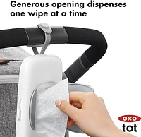 OXO Tot - On-the-Go Wipes Dispenser - Travel Wipes Case Reusable Refillable Wet Wipe - Bag Travel Wipes Dispenser for Baby Toddler for Diapering - Gray