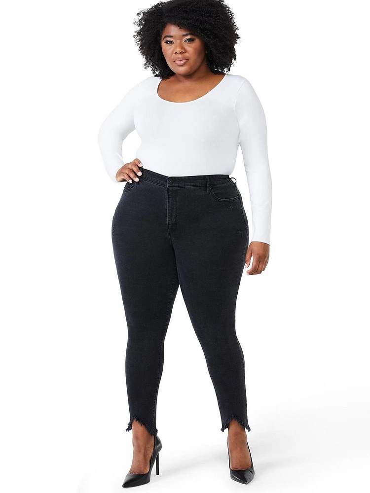 Sofia Jeans by Vergara - Jean Rosa taille plus haute Shark Bite Hem pour femmes