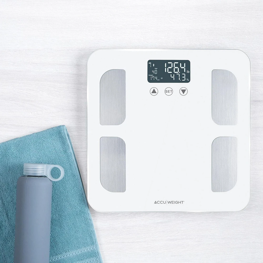 Accuweight Digital Body Composition Scale, Ultra-White, Model BS0315W, 7 Body Composition Metrics