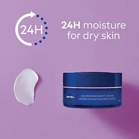 NIVEA Nourishing Night Cream 24H Moisture for Dry Skin, 50 mL