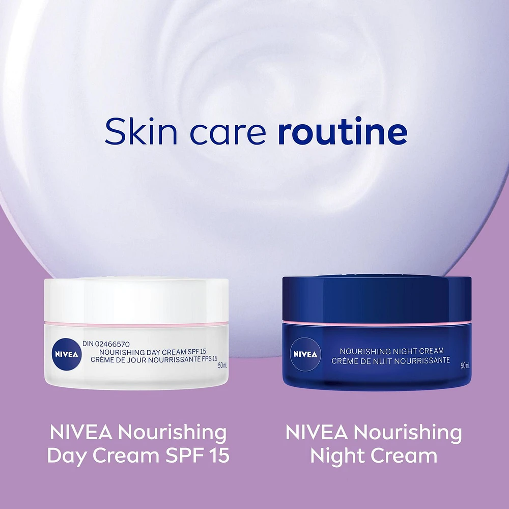 NIVEA Nourishing Night Cream 24H Moisture for Dry Skin, 50 mL