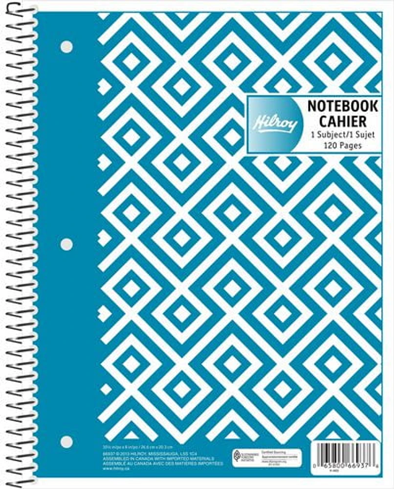 Hilroy Fashion Coil 3-Hole Notebook with Margin 1 Subject, Notebook