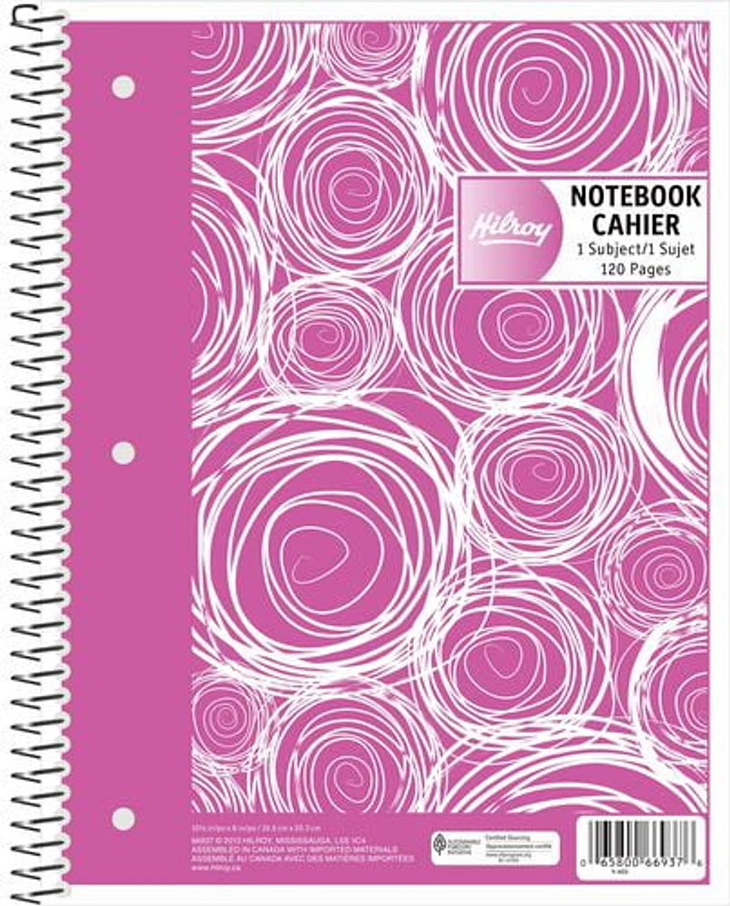 Hilroy Fashion Coil 3-Hole Notebook with Margin 1 Subject, Notebook