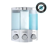 Better Living Products 76344-1 EURO Series TRIO 3 Chamber Wall Mount Soap and Shower Dispenser Chrome